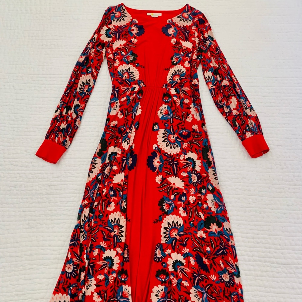 Floral Boden red and pink midi dress
